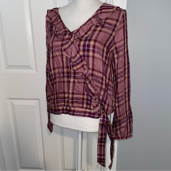 a.n.a Tops - ANA A New Approach Plaid Ruffle Shirt